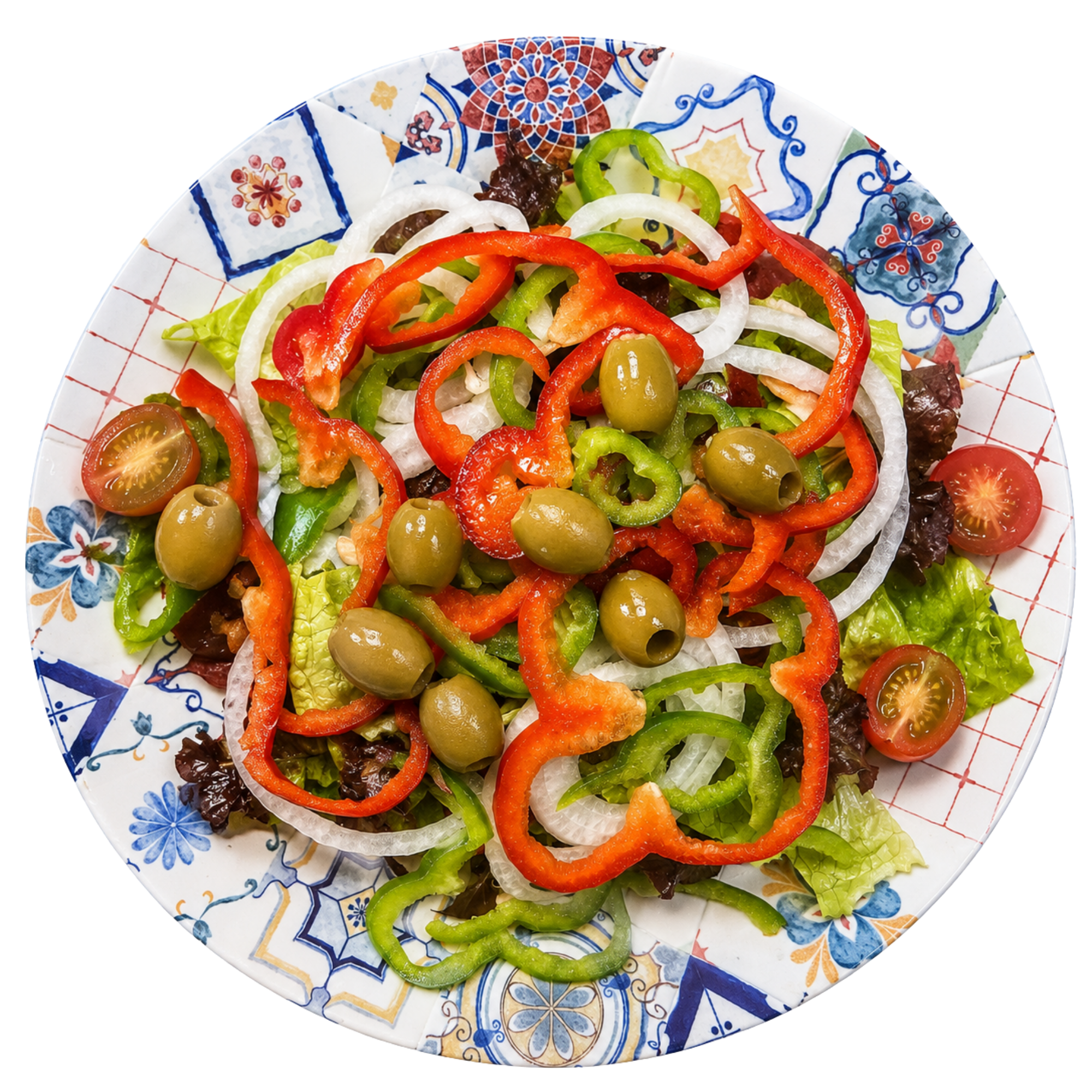 Ensalada variada con verduras y aceitunas